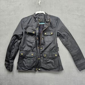 J.Crew Black Utility Field Jacket Gold Hardware Cotton Small